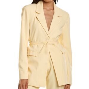 Danielle Bernstein Yellow Cutout Long Sleeve Tie Waist Blazer Suit Jacket Size S